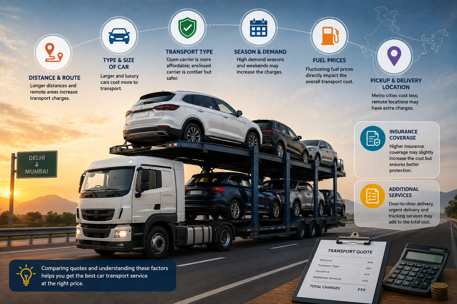 Factors Affecting Car Transport Charges in India